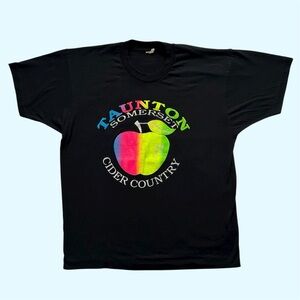 Vintage 90s Screen Stars Taunton Somerset Cider Company Neon Graphic Tee XL